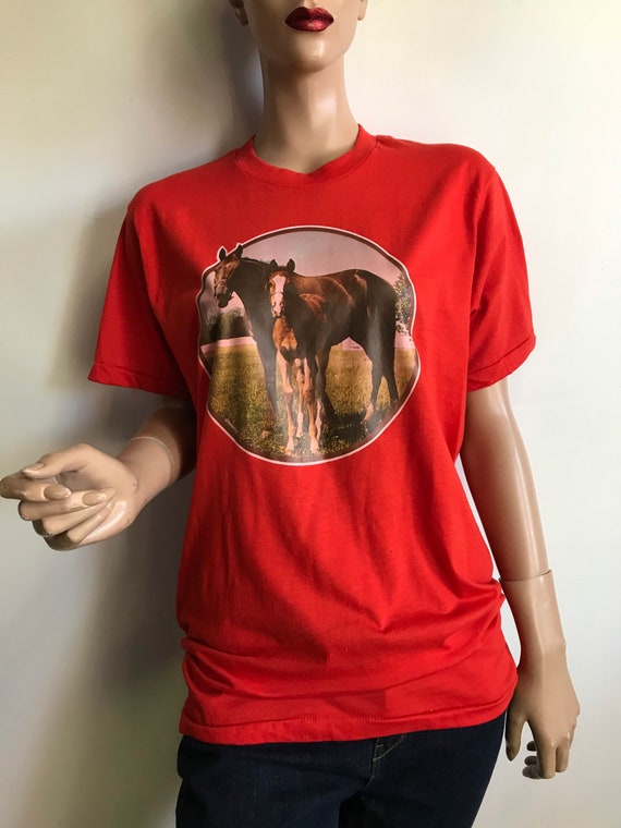 80s Red Horses T Shirt - image 6