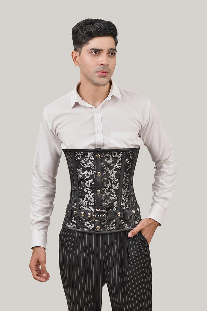 Black and Silver Steel-boned Men display picture 2