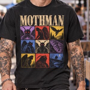 Mothman Shirt Comfort Colors Gothic Cryptid Tee Retro Paranormal Graphic Dark Fantasy Reader Gift Folklore Lover Shirt