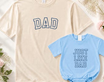 Embroidered Dad & Just Like Dad Matching Shirts, Father's Day Matching, Matching Dad and Baby Shirts, Father Son Matching Tee, New Dad Gift