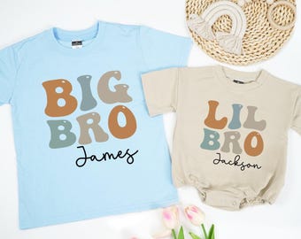 Big Bro Lil Bro Matching Shirts, Big Brother Toddler, Lil Bro Baby Romper, Matching Brothers Shirts, Baby Announcement, Brothers Shirts Set