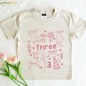 3rd Birthday Coquette Pink Bow Shirt, Baby Girls Birthday Toddler, 3 Year Old Birthday Gift, Cute Birthday Kids Tee, Girls Birthday Shirt