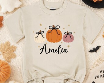 Personalized Pumpkin Baby Romper, Fall Coming Home Outfit, Baby Girl Autumn Clothes, Pumpkin Patch Baby Shirt, Thanksgiving Harvest Bodysuit