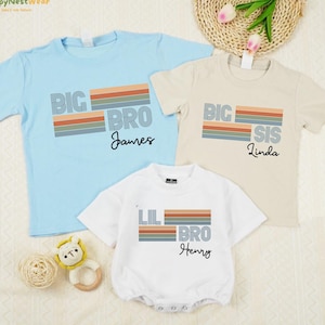 Custom Big Bro Big Sis Lil Bro Matching Shirts, Sibling Matching Shirts, Big Brother Toddler, Lil Bro Bodysuit, Sibling Announcement Toddler