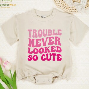 Trouble Never Looked So Cute Baby Romper, Funny Baby Romper, Neutral Baby Shower Gift, Cute Baby Outfit, Infant Bodysuit, Newborn Gifts