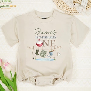 Personalized O-Fish-Ally One Birthday Baby Romper, Fishing Birthday Bodysuit, Custom First Birthday Baby Boy Romper, Baby Shower Gifts