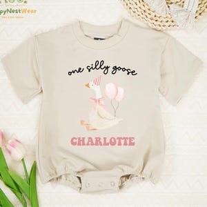 Personalized One Silly Goose Baby Romper, First Birthday Baby Bodysuit, Cute Baby Romper, Funny Silly Goose Shirt, 1st Birthday Baby Outfit