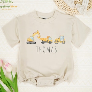 Personalized Construction Baby Romper, Equipment Toddler, Truck Kids Shirt, Dump Truck Shirt, Cute Boys Toddler, Construction Kids Shirt