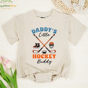Daddy&#39;s Little Hockey Buddy Baby Romper, Future Hockey Player Bodysuit, Cute Hockey Romper, Hockey Fan Gift, Sport Romper, Baby Boy Clothes