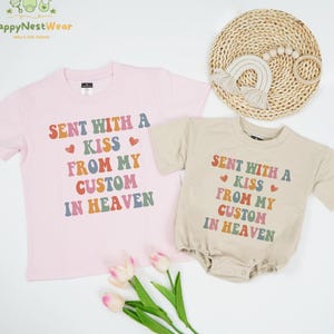 Sent With A Kiss From My Custom In Heaven Baby Romper, Cute Baby Bodysuit, Pregnancy Announcement, Newborn Baby Gift, Baby Clothes