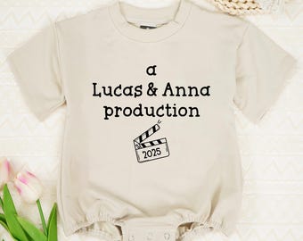 Custom Mom & Dad Production Baby Romper, Personalized Parent Name Romper, Funny Baby Bodysuit, Personalized Bodysuit, Baby Shower Gifts