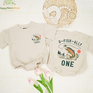 Personalized O-Fish-Ally One Baby Romper, Little Fishing Bodysuit, Crawl Walk Fish Romper, 1st Birthday Baby Outfit, Fishing Birthday Romper