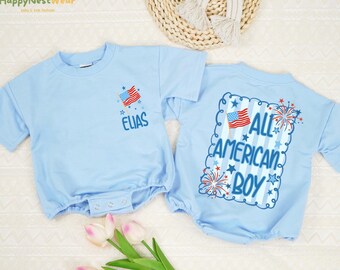 Personalized All American Boy Baby Romper, 4th of July Baby Bodysuit, Independence Day Toddler, Patriotic Boy Toddler, Cute Baby Boy Clothes