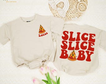 Pelele personalizado con diseño de rebanada de pizza para bebé, conjunto hecho a mano para amantes de la comida, body con estampado de pizza adorable, regalo para bebés amantes de la pizza, camiseta de bebé con diseño de rebanada de pizza.