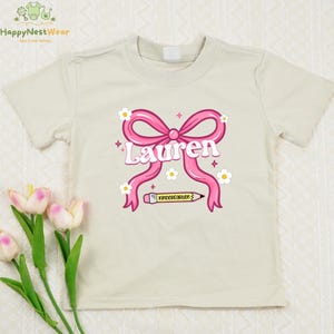 Personalized Kindergarten Coquette Toddler, Pink Kindergarten Shirt, Back To School Shirt, First Day Of School Toddler, Kindergartener Shirt