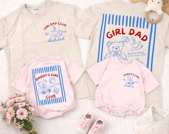 Personalized Girl Dad Club Matching Shirt, Father's Day Matching Daddy and Me Tee, Pregnancy Announcement Shirt, Daddy's Girl Teddy Bear Tee