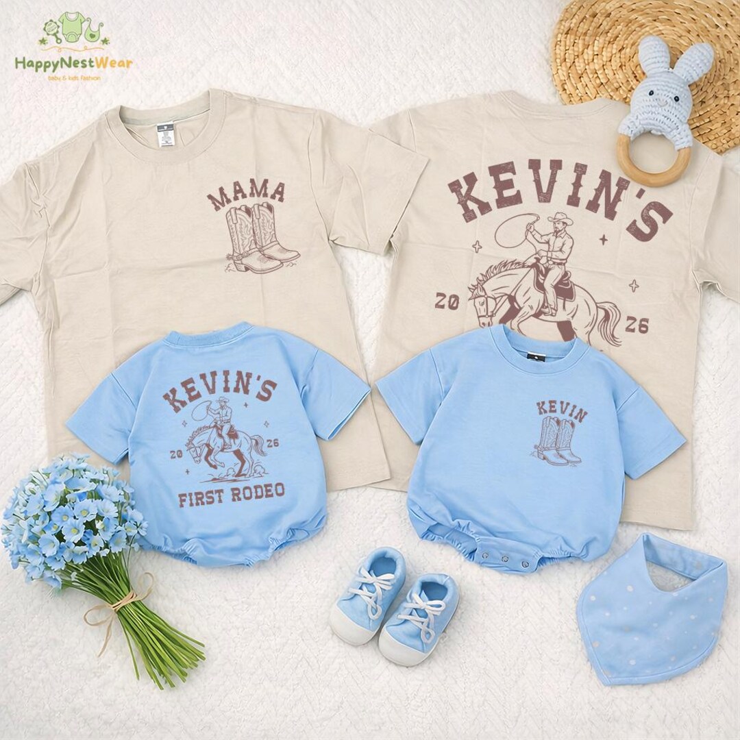 Personalized First Rodeo Matching Birthday Shirt, Cowboy Cowgirl 1st ...