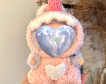 Disfraz de dinosaurio rosa para muñecas de 15/17 cm