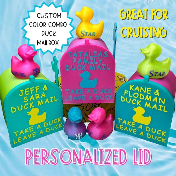 Custom 3D Printed Cruise Duck Mailbox, Choose Mailbox Color, Mailbox Lid Color and Font, Magnetic Back, Trading Duck Mailbox Door Decoration