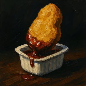 Maccas Nugget Dip Art Print | Moody Fast Food Wall Art | Digital Download | Sweet and Sour Sauce Lovers | Still Life Comfort Food Painting