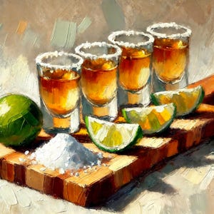 Tequila Shot Glasses Art Print: Lime & Salt Bar Decor (Digital Download)