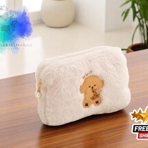 Neceser de felpa suave / Bonita bolsa de maquillaje con cremallera / Estuche de viaje para artículos de tocador para mujer / Monedero organizador de gran capacidad