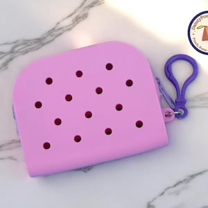 Silicone Zippered Coin Purse | Mini Holes Detail Wallet | Pastel Color Money Bag | Small Cash Pouch | Cute Compact Organizer for Bills