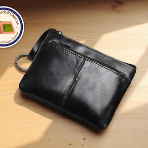 Retro Genuine Leather Wallet | Unisex Coin Purse with Zipper | Solid Pattern Billfold Pouch | Compact Cash Holder Accessory