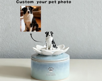 Urna para perros - Urna de cerámica personalizada con figura, nombre y fecha / Urna del Puente Arcoíris, recuerdo para quienes han perdido a una mascota