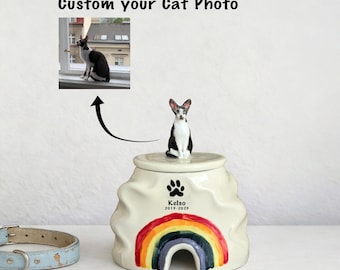 Urna para cenizas de gato – Urna de cerámica personalizada para gatos, urna con figura, regalo para recordar a tu gato fallecido