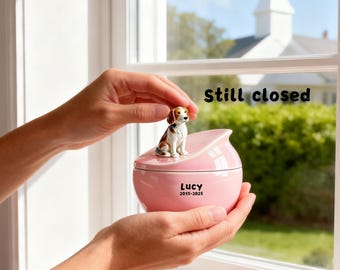 Urna personalizada para perros - Urna de cerámica para cenizas de perros, urna para perros con estatua / urna personalizada para perros, homenaje para el hogar eterno