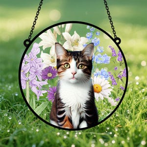 Custom Cat Memorial Suncatcher,Personalized Pet Loss Gift, Handmade Glass Window Hanging, Tribute for Cat Lovers, Pet Remembrance Gift