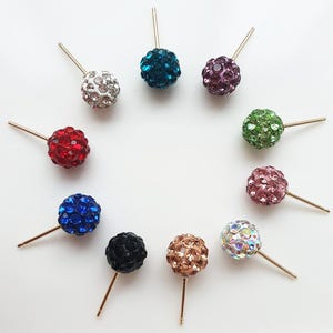 14K Solid Gold Disco Ball Stud Earrings |  Multiple Colors & Sizes Stud Earrings,Tiny Dainty Jewelry Hypoallergenic,21G,Gift for Her
