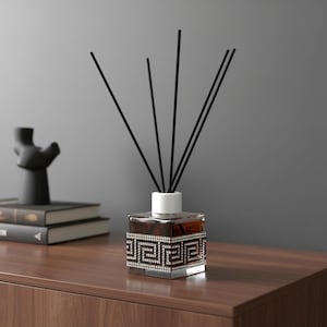 Diffuseur à roseaux en verre de luxe | Conception géométrique, bâtons de fibre