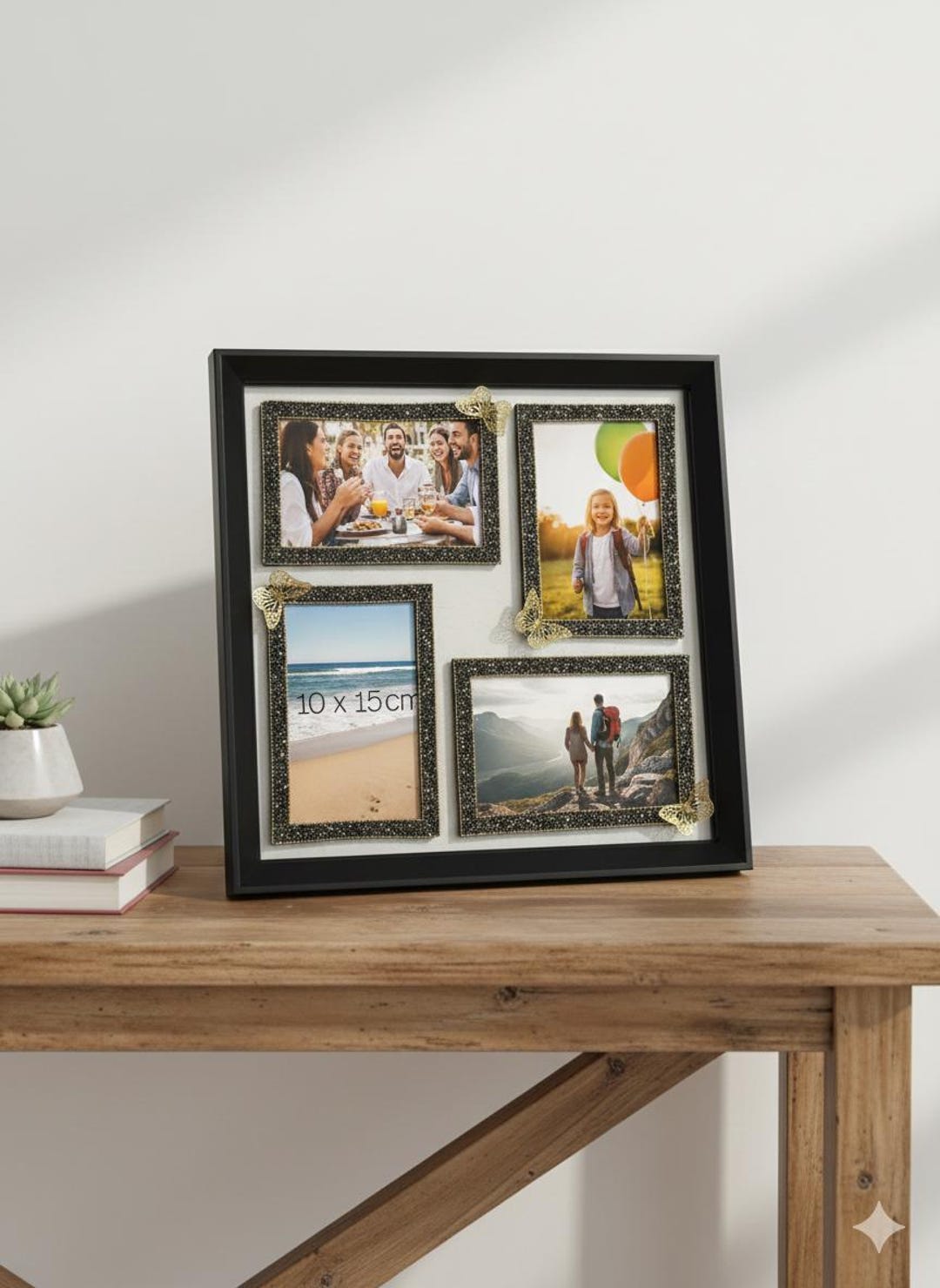 Black & Gold Glitter Collage Frame – 4-opening Gallery Wall Decor - Etsy