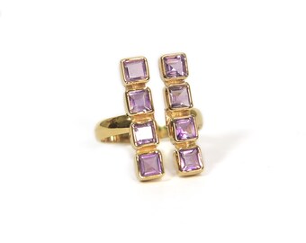 Amethyst ring in 925 sterling silver with 14K gold plating