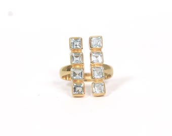 Blue Topaz ring in 925 sterling silver with 14K gold plating