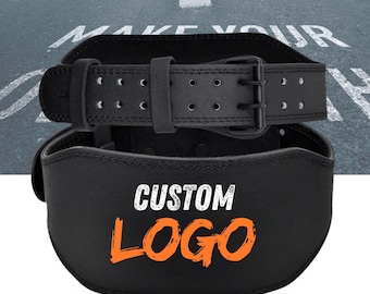 Custom Leather Weightlifting Belt- Black Gym Belt & Powerlifting Support Personalized gift for him