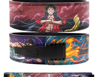 Handmade One Piece Anime Leather Weightlifting Belt: Monkey D. Luffy Gym Belt