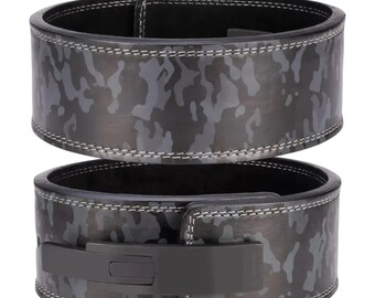 Midnight Camo Leather Lever Belt, 4 Inch Powerlifting Weightlifting