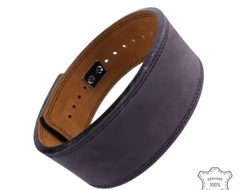 Ceinture d'haltérophilie en cuir de vachette : imprimé anime, boucle à levier, salle de sport