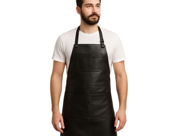 Handmade Full Grain Leather Apron: Unisex Workwear with Pockets