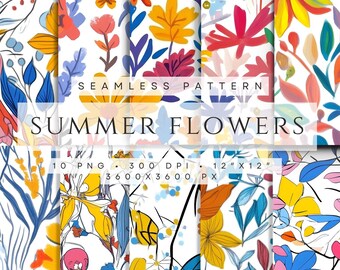 Seamless floral patterns, Printable wallpaper, flowers, Scrapbooking paper, PNG pattern, digital download