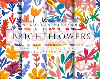 Seamless floral pattern, bright flowers patterns, Printable wallpaper, Garden flowers, Scrapbooking paper PNG pattern, digital download