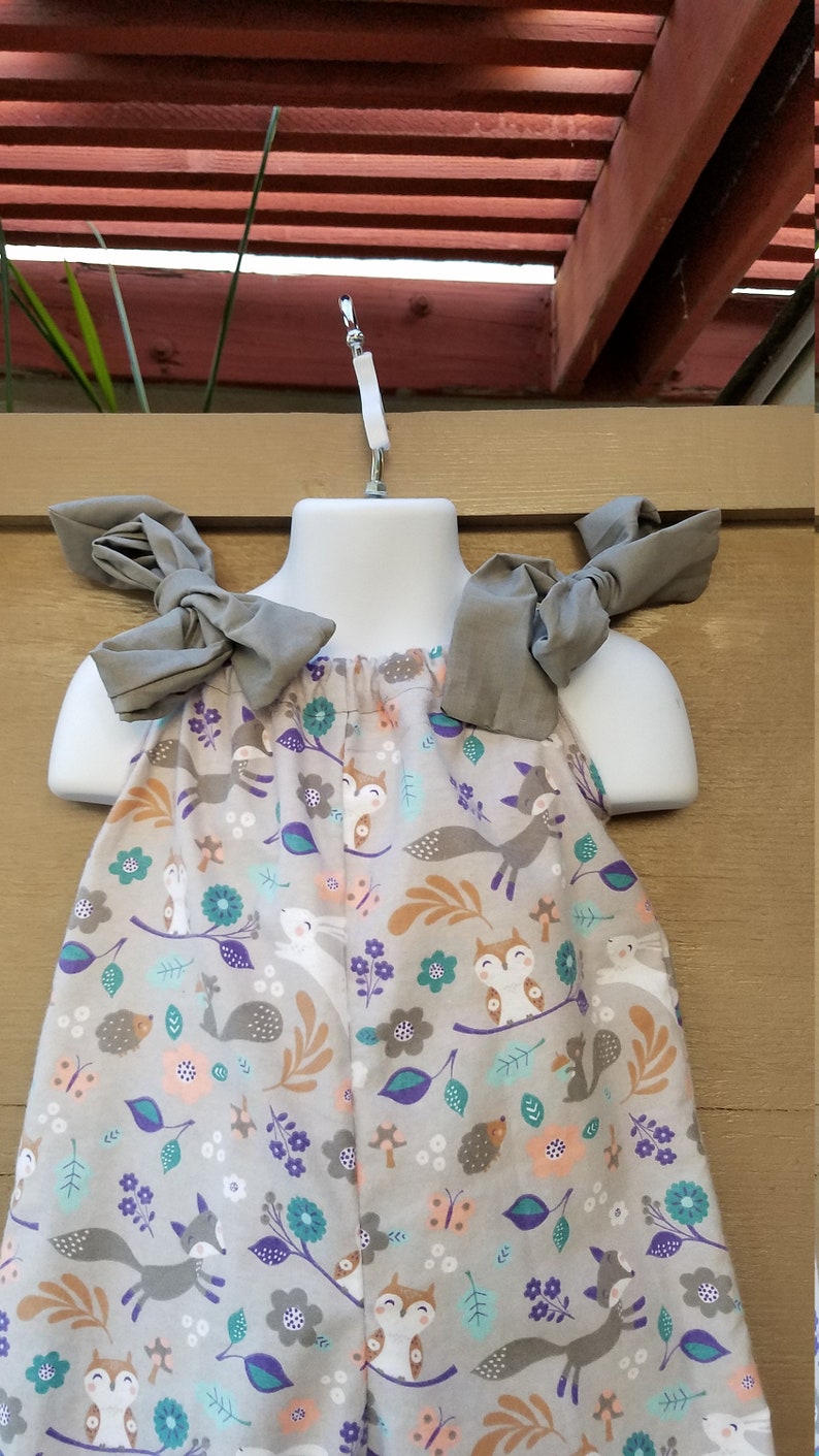 Size 3 Gray Woodland Friends Flannel Pants Romper READY to SHIP