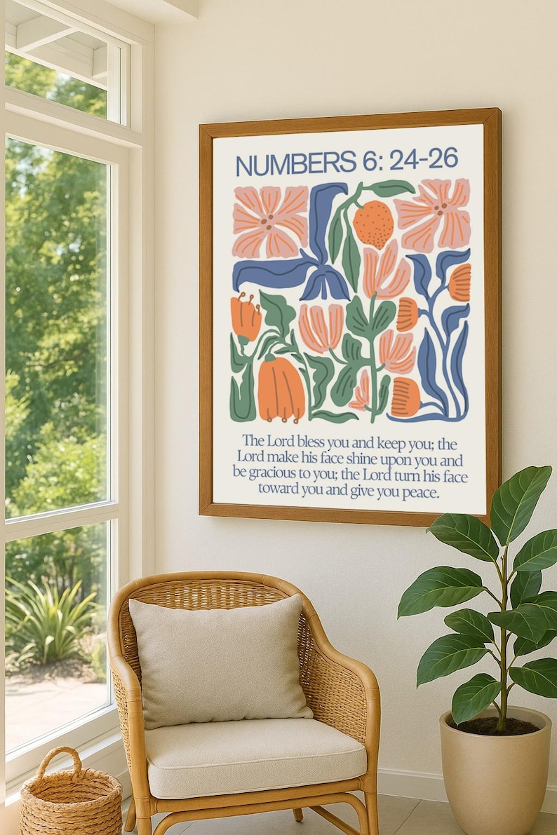 The Blessing | Numbers 6:24-26 Scripture Wall Art | Christian Floral ...