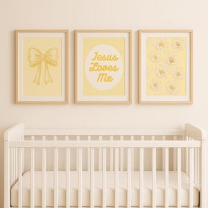 Yellow Nursery Wall Art Prints: Christian Baby Room Decor (Digital Download)