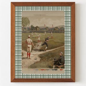 Impression numérique de jeu de baseball vintage | Art sportif antique | Téléchargement instantané | Décoration murale Americana | Scène de baseball du XIXe siècle