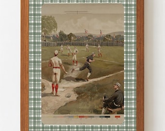 Impressão digital de jogo de beisebol vintage | Arte esportiva antiga | Download instantâneo | Decoração de parede americana