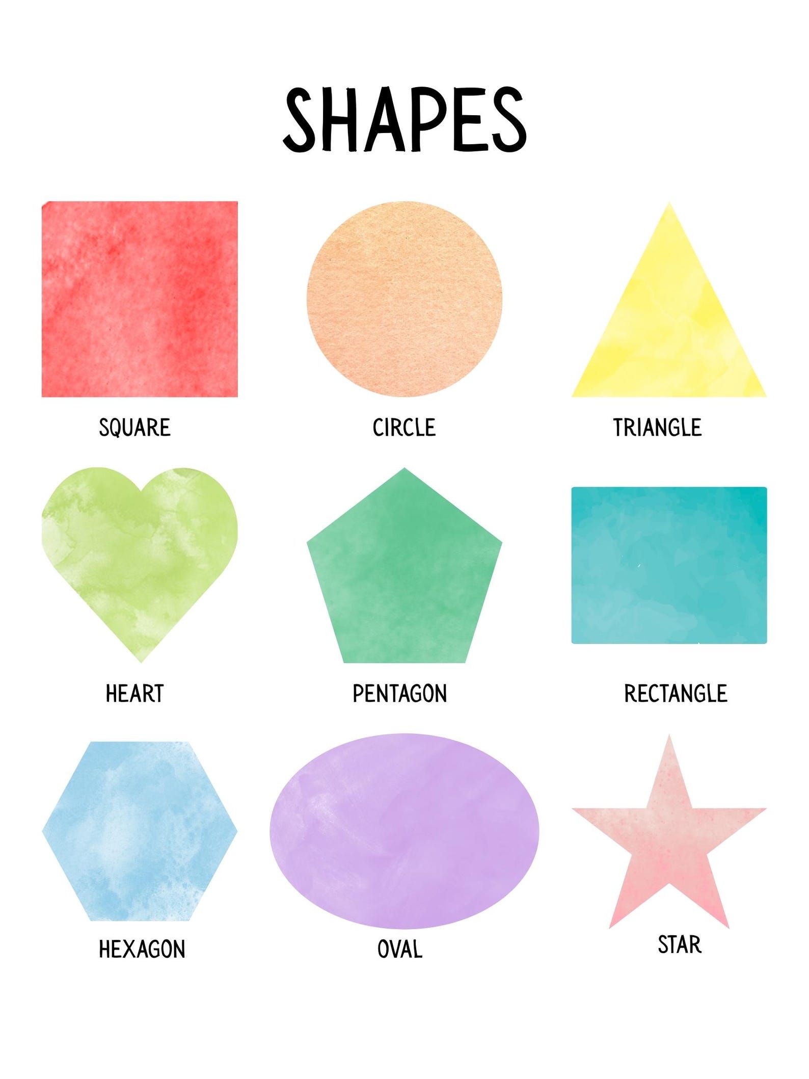 Shapes Wall Art Digital Download | Kids Room Educational Poster ...